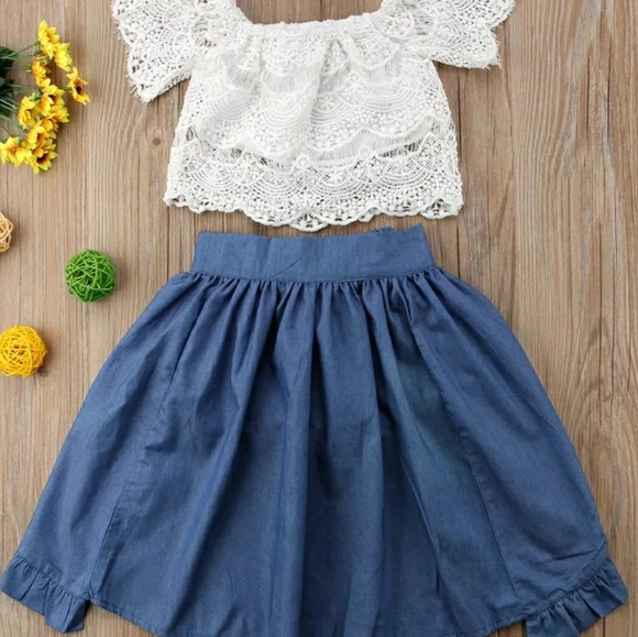 Boutique 2 Piece Set Lace Denim Fashion Set - Picture 3 of 7